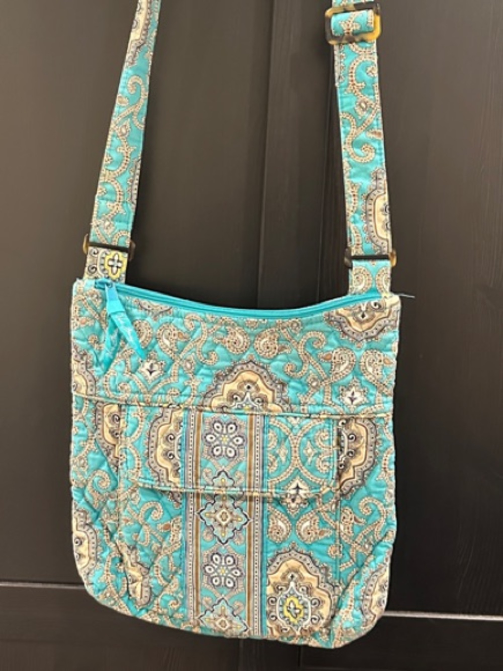 Vera Bradley Turquoise Paisley Quilted Crossbody Bag - Picture 2 of 12
